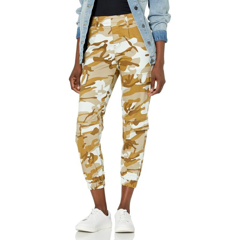 CG JEANS Women's High Rise Cargo Pocket Jeans Joggers, Baggy Sand Camo, Jr 2XL,